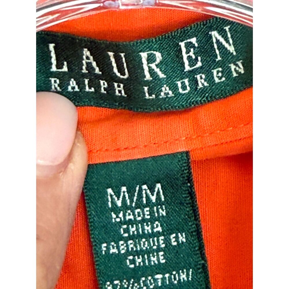 Lauren Ralph Lauren Orange Stretch Cotton Button Down Shirt Preppy, Luxuary - Picture 3 of 6
